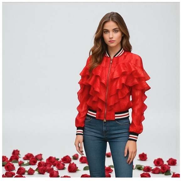 Casting Women’s Ruffled Jacket. Red, White, Blue, Silver. Size M-L - Picture 9 of 9